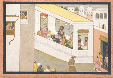 Rama y Lakshmana de niños asisten al sabio Vishvamitra