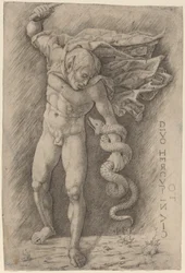 Fauno luchando con una serpiente