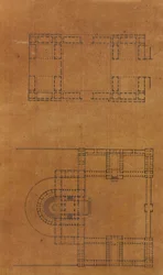 Página de un álbum de recortes que contiene dibujos y varias impresiones de arquitectura, ca. 1800-1850. Creadores: Taller de Charles Percier, Taller de Pierre François Léonard Fontaine