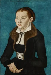 Alemán: Katharina von Bora como media figura a la izquierda Katharina de Bora