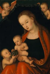La Virgen y el Niño con el Niño Juan Bautista y ángeles