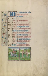 Un Hombre Cazando con Halcón; Signo Zodiacal de Géminis
