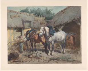 Caballos en un establo