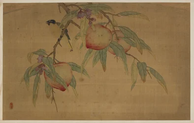 Pájaro, fruta y flores