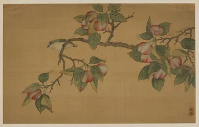Pájaro y fruta, dinastía Qing, 1741
