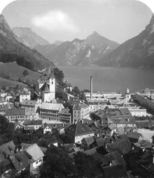 Ebensee y el lago Traun, Salzkammergut, Austria, c. 1900s