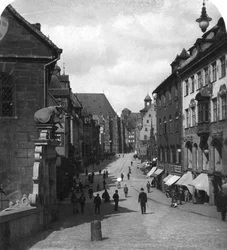 El puente de carne Fleischbrucke, Núremberg, Alemania, c1900s