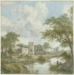 Paisaje con ruinas de un castillo
