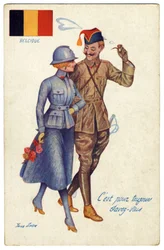 Postal belga de la Primera Guerra Mundial La armonía entre los aliados, c.1917