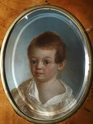 "Portrait du poete Alexandre Pouchkine enfant" (Retrato del poeta Alexander Sergeyevich Pushkin (1799-1837) de niño) Peinture de Xavier de Maistre (1763-1852) 1802 Museo Estatal de A.S. Pushkin, Moscú