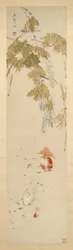 Glicinas y peces de colores 紫藤金魚圖