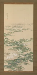 Garzas en un estanque de lotos, 1852