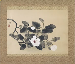 Pintura de desplazamiento con rama de magnolia