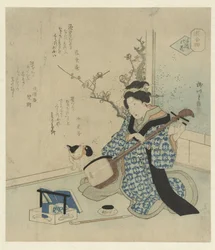 Geisha afinando su Shamisen