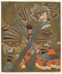 Asahina Asaltando la Puerta (Asahina mon Yaburi), de la serie Tres Asaltos (Hitatsu Samba)