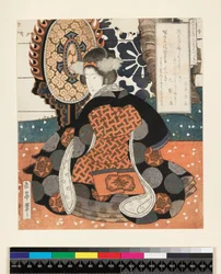 Hisakataya Goban Tsuzuki, una imagen de cinco paneles para el Grupo Hisakataya, c.1827