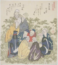 Los Nueve Ancianos del Monte Xiang (Kozan kyuro), de la serie "Un Conjunto de Diez Números Famosos para el Círculo Katsushika (Katsushikaren meisu juban)"