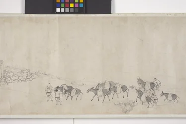 Cien burros transportando grano, Manuscrito, c.1700 (tinta sobre papel)