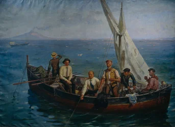 Lenin y el autor Maxim Gorky con los pescadores en la isla de Capri