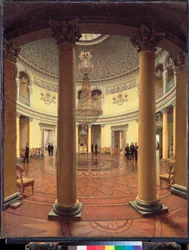 La Rotonda del Palacio de Invierno en San Petersburgo - Pintura de Yefim Tukharinov (?), óleo sobre lienzo
