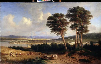 Vista de Irkoutsk (Siberia, Rusia). (Vista de Irkutsk). Pintura de Yegor Yegorovich Meier (1822-1867), óleo sobre lienzo