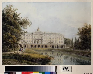 Vista del Palacio de Constantino en Strelna, cerca de San Petersburgo. Residencia de verano de Pierre Le Grand (1672-1725), construida entre 1720 y 1807, arquitectos Jean Baptiste Le Blond (1679-1719), luego