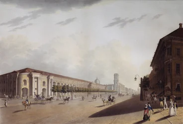 El Gran Gostiny Dvor Mercado de San Petersburgo, década de 1820