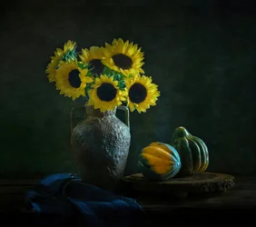 Girasoles y calabazas melancólicos