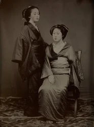 [Geisha con asistente], años 1860