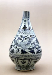 Jarrón azul y blanco, Dinastía Yuan (1206-1368)