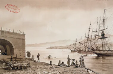 Vista del Fuerte Bab Azoun desde el Puerto, Argel, c.1830-31