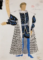 Traje de polaco en "Boris Godunov" de Modest Mussorgsky, boceto de Yves Bonnat