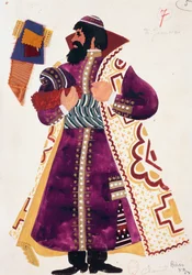 Boceto del vestuario de Suiskij en "Boris Godunov" de Modest Petrovic Musorgskij