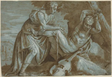Apolo y Marsias, c.1600 (dibujo a tinta)