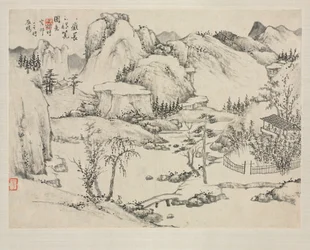 Álbum de paisajes en varios estilos: Paisaje del Monte Changbai después de Huang Gongwang, 1684