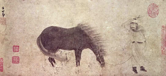 Caballo y mozo en invierno