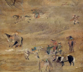Jinete mongol persiguiendo un caballo (detalle)