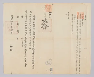 고종 11년(1874) 4월 10일에 청국 예부에서 조선국왕에게 보낸 문서. 지난해 강소성에서부터 호송되어 온 난민 문재환 등 21명을 돌려보내 준 일에 대해서 조선 국왕이 보낸 사은 자문을 황제에게 아뢰었음을 알리는 내용이다