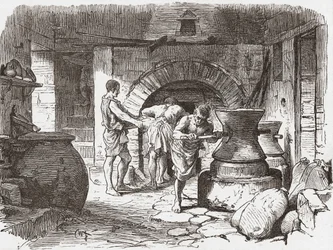 Una panadería romana, Pompeya, Italia