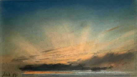 Resplandor ámbar con rayos crepusculares, septiembre 1885
