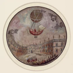 Un desastre temprano de globos, c 1785