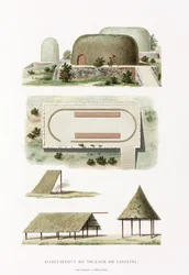 Edificios arquitectónicos en el pueblo de Likiliki