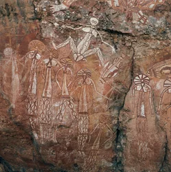 Australia, Territorio del Norte, Arnhem Land, Parque Nacional Kakadu, Nourlangie Rock, pinturas rupestres aborígenes