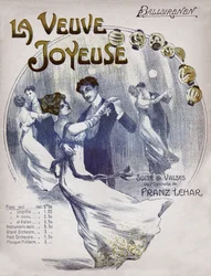 Parejas bailando el vals Ballsirenen. circa 1910 (Ilustración)