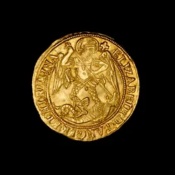 Moneda inglesa de ángel de oro martillado
