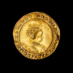 Moneda inglesa de medio soberano de oro martillado