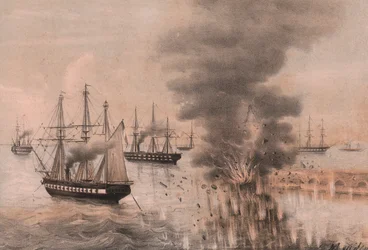 Explosión de la linterna de Ancona al lado del mar, sitio de Ancona