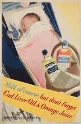 Educación para la salud: Leche, por supuesto, cartel, c 1950