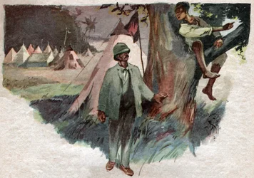Henry Stanley, con su ayudante Uledi, en su campamento en Zanzíbar, antes de partir en busca de David Livingstone
