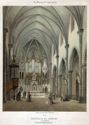 Interior de la iglesia carmelita en Bagneres de Bigorre. ca. 1870